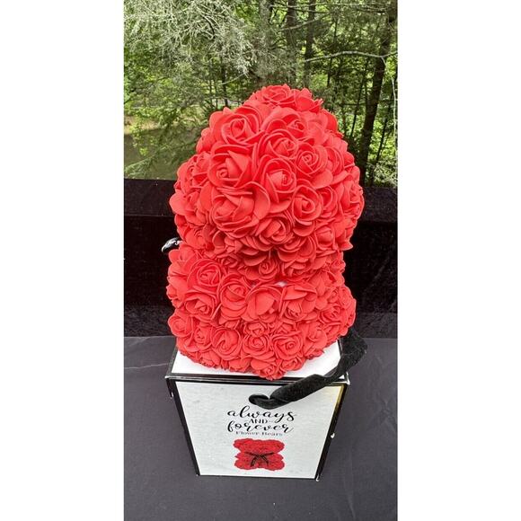 Blooming Flower Bear Red Artificial Rosebuds Teddy Bear Always & Forever Cute! - Picture 6 of 11
